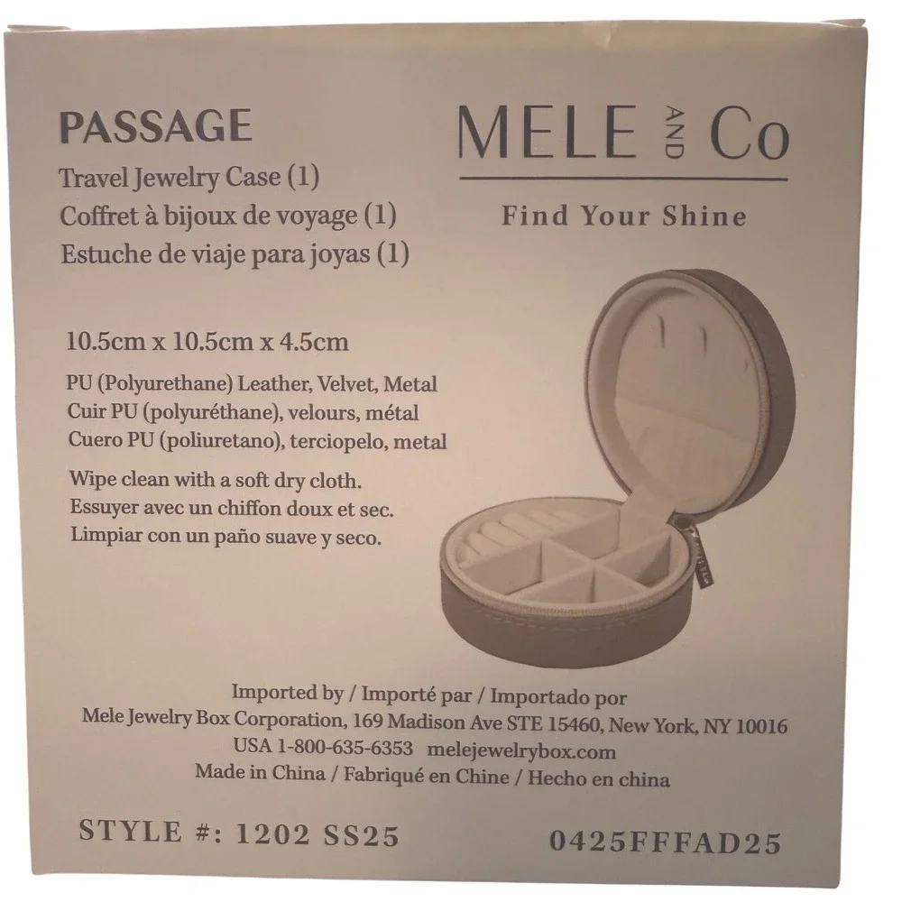Mele & Co Passage Travel Jewelry Case Tan‎ Brown Round Organizer 1202 NIB